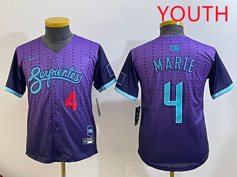 Youth Arizona Diamondback #4 Marte Purple Joint Name 2025 Nike MLB Jersey style 32->nfl t-shirts->Sports Accessory